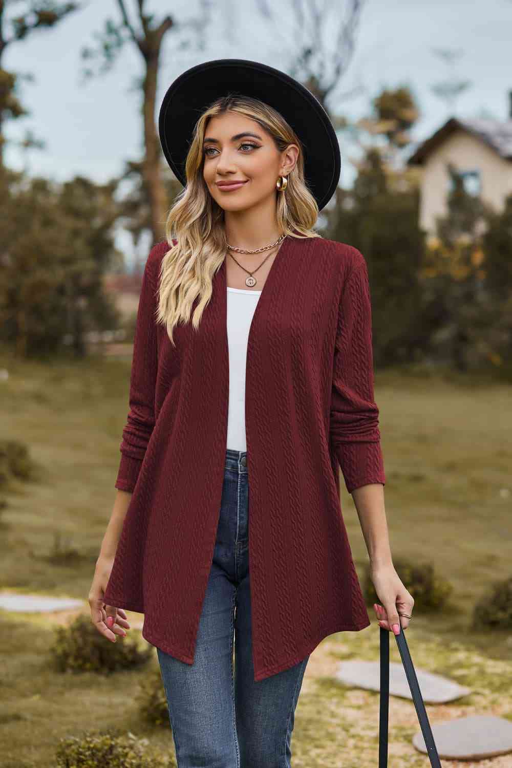 Open Front Long Sleeve Cardigan Bazaarbey