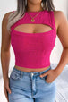 BazaarBey Cutout Sleeveless Knit Top 