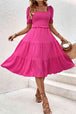 Square Neck Puff Sleeve Cutout Dress -BazaarBey - www.shopbazaarbey.com