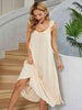 Ruffled V-Neck Midi Dress -BazaarBey - www.shopbazaarbey.com