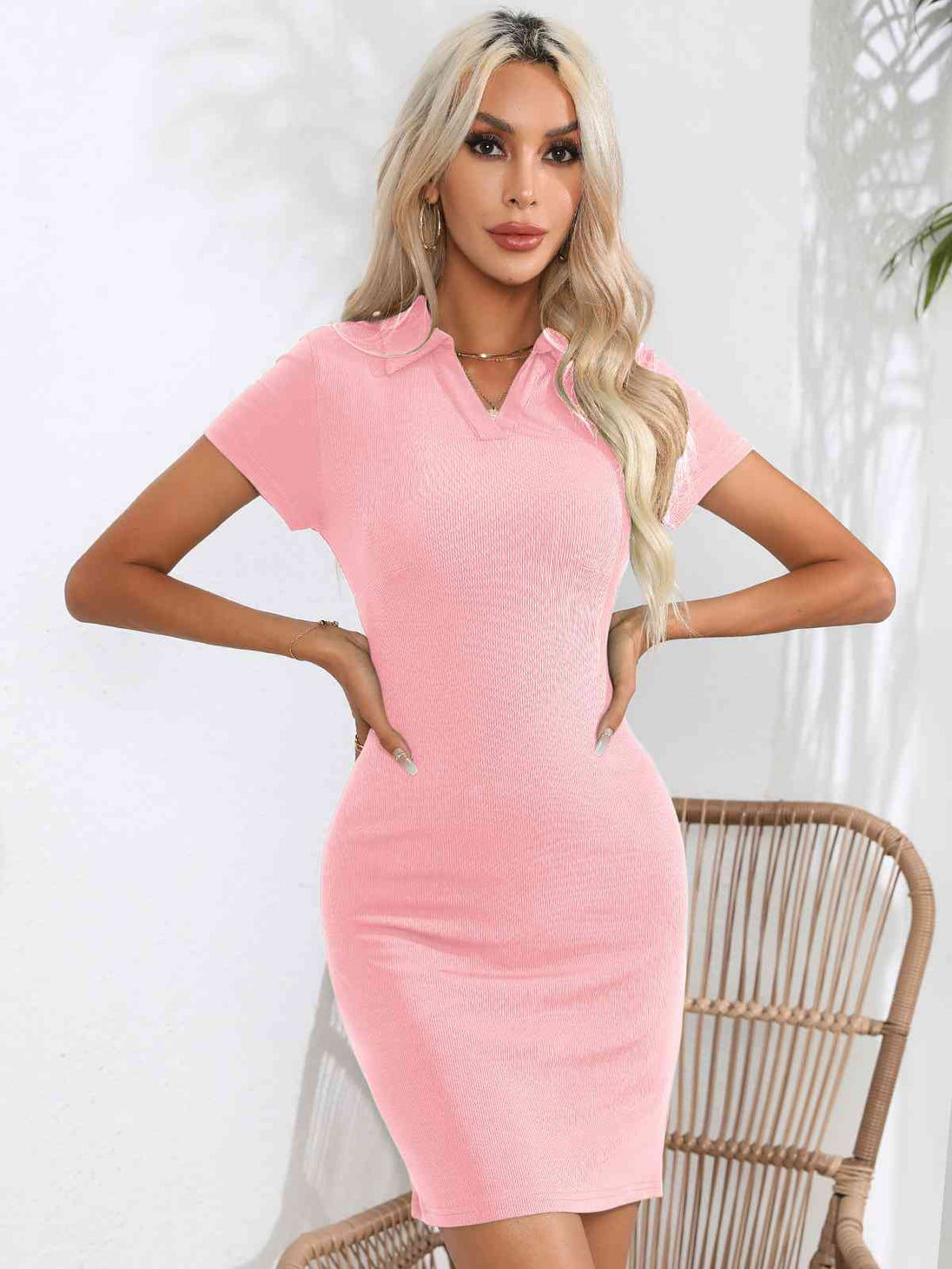  Short Sleeve Bodycon Dress -BazaarBey - www.shopbazaarbey.com
