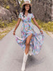 Floral V-Neck Slit Dress -BazaarBey - www.shopbazaarbey.com