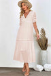  V-Neck Short Sleeve Midi Dress -BazaarBey - www.shopbazaarbey.com