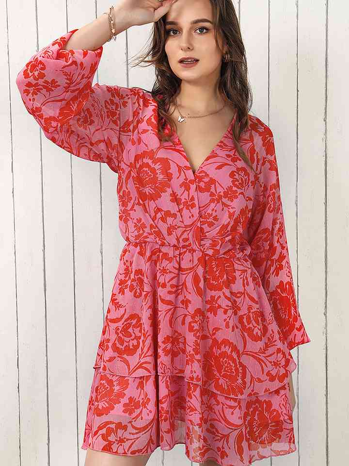 Printed  Neck Mini Dress -BazaarBey - www.shopbazaarbey.com