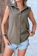 Collared Neck Sleeveless Shirt Bazaarbey