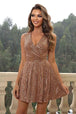 Sequin Surplice Neck Sleeveless Dress Bazaarbey