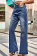 Buttoned Loose Fit Jeans with Pockets Bazaarbey