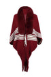 Striped Fringe Detail Long Sleeve Poncho Bazaarbey