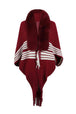 Striped Fringe Detail Long Sleeve Poncho Bazaarbey
