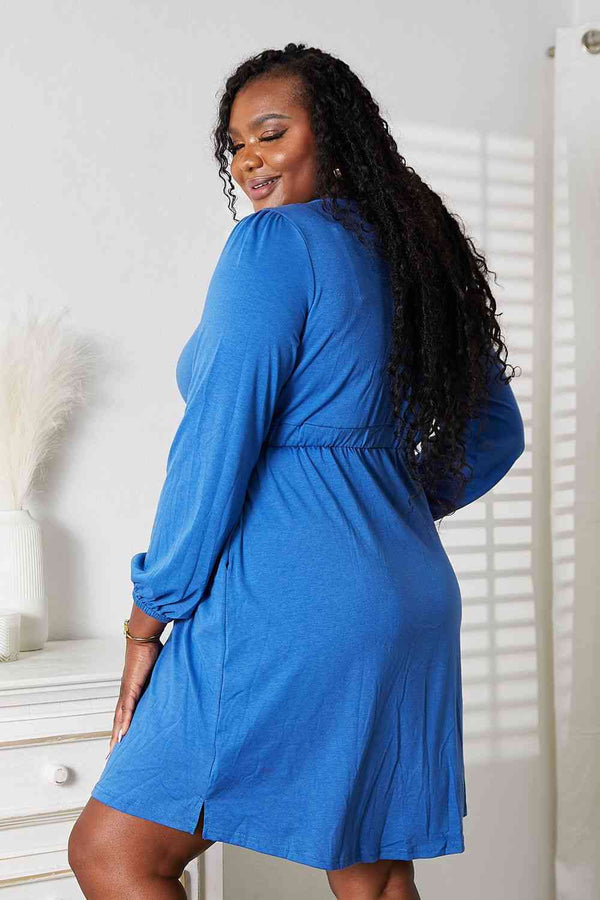  Scoop Neck Empire Waist Long Sleeve Magic Dress -BazaarBey - www.shopbazaarbey.com