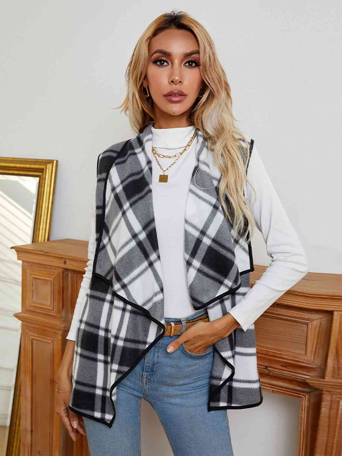 Plaid  Vest Trendsi