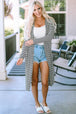 Stripe  Long Cardigan Trendsi