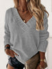 V-Neck Long Sleeve Knit Top Bazaarbey