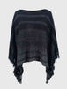 Striped Boat Neck Poncho with Fringes Bazaarbey
