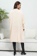 Lantern Sleeve Open Front Pocketed Cardigan Trendsi