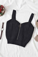 Zip-Up Cutout Sleeveless Knit Top Trendsi