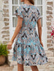 Printed V-Neck Tiered Dress -BazaarBey - www.shopbazaarbey.com