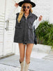 Collared Neck Sleeveless Denim Top with Pockets Bazaarbey