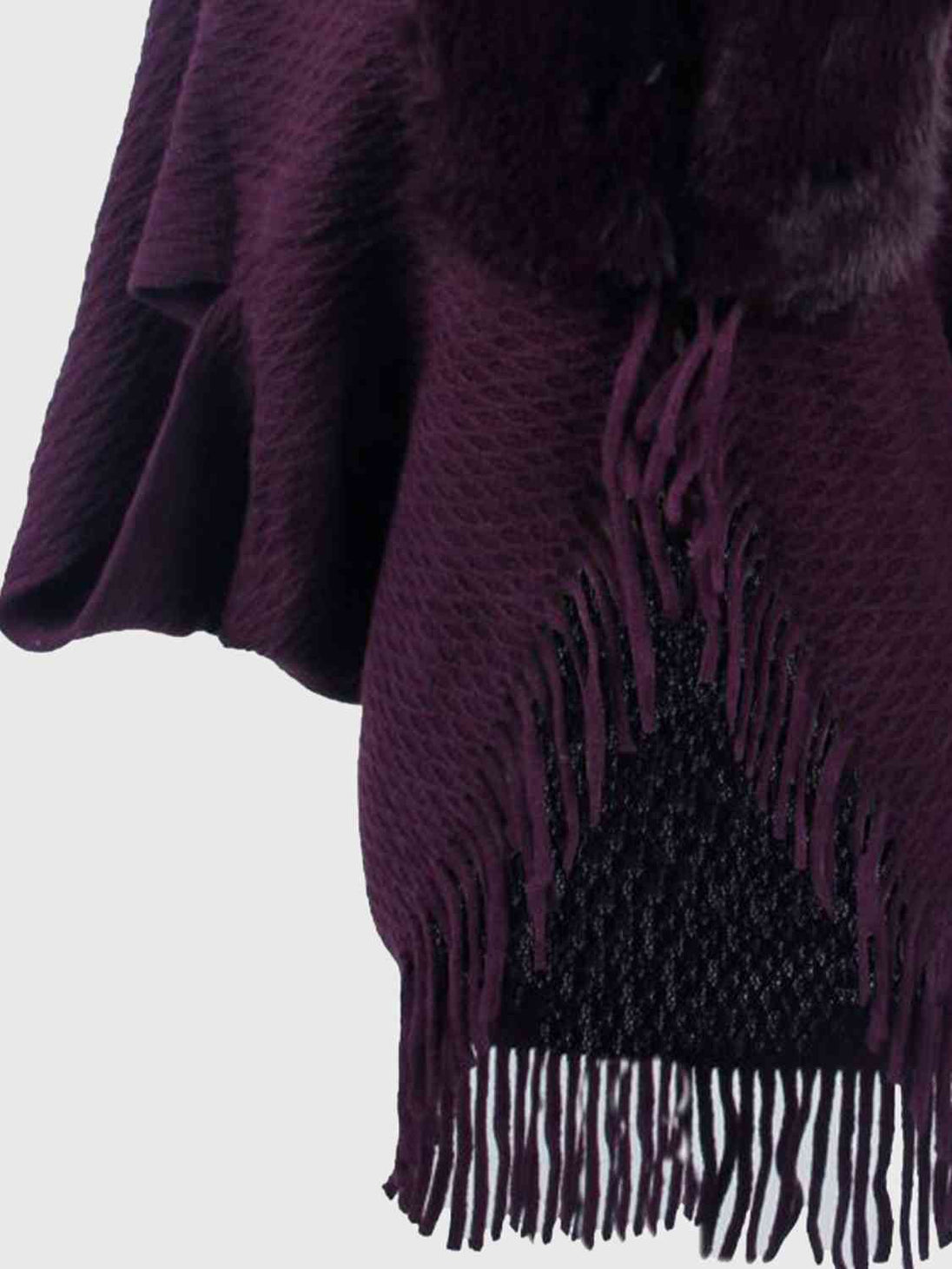 Open Front Fringe Hem Poncho Bazaarbey