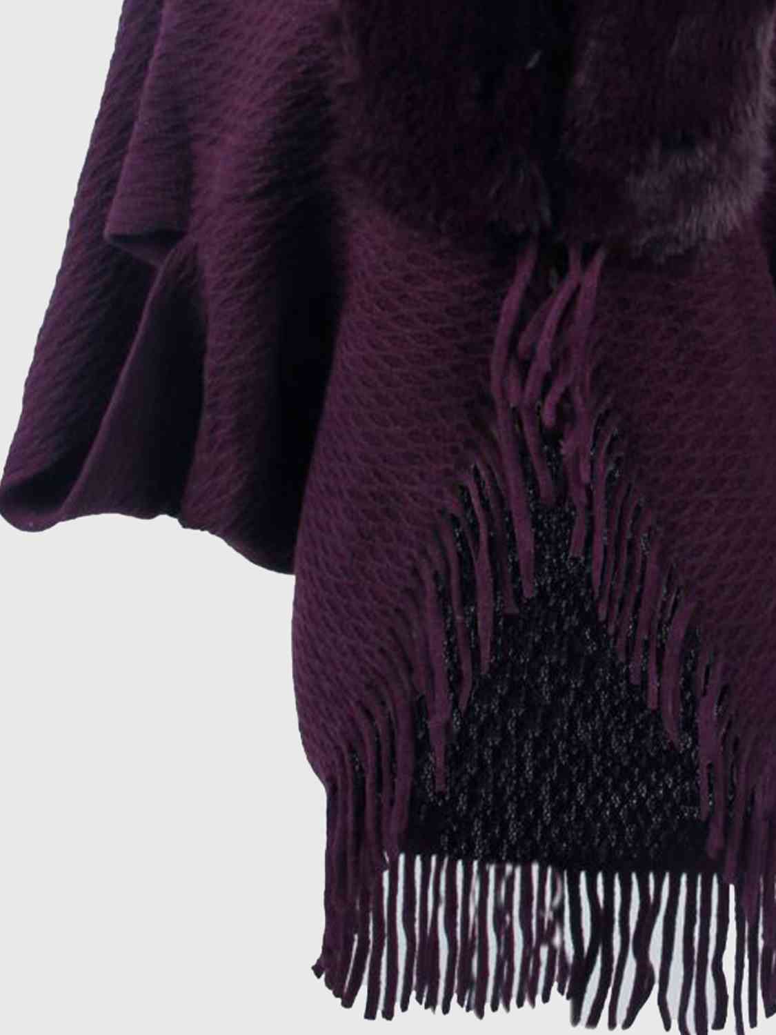 Open Front Fringe Hem Poncho Bazaarbey