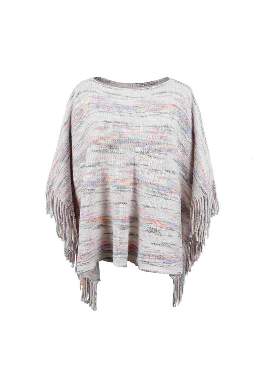 Round Neck Fringe Detail Sleeve Poncho Bazaarbey