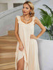 Ruffled V-Neck Midi Dress -BazaarBey - www.shopbazaarbey.com