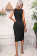 Drawstring Ruched Slit Sleeveless Dress -BazaarBey - www.shopbazaarbey.com