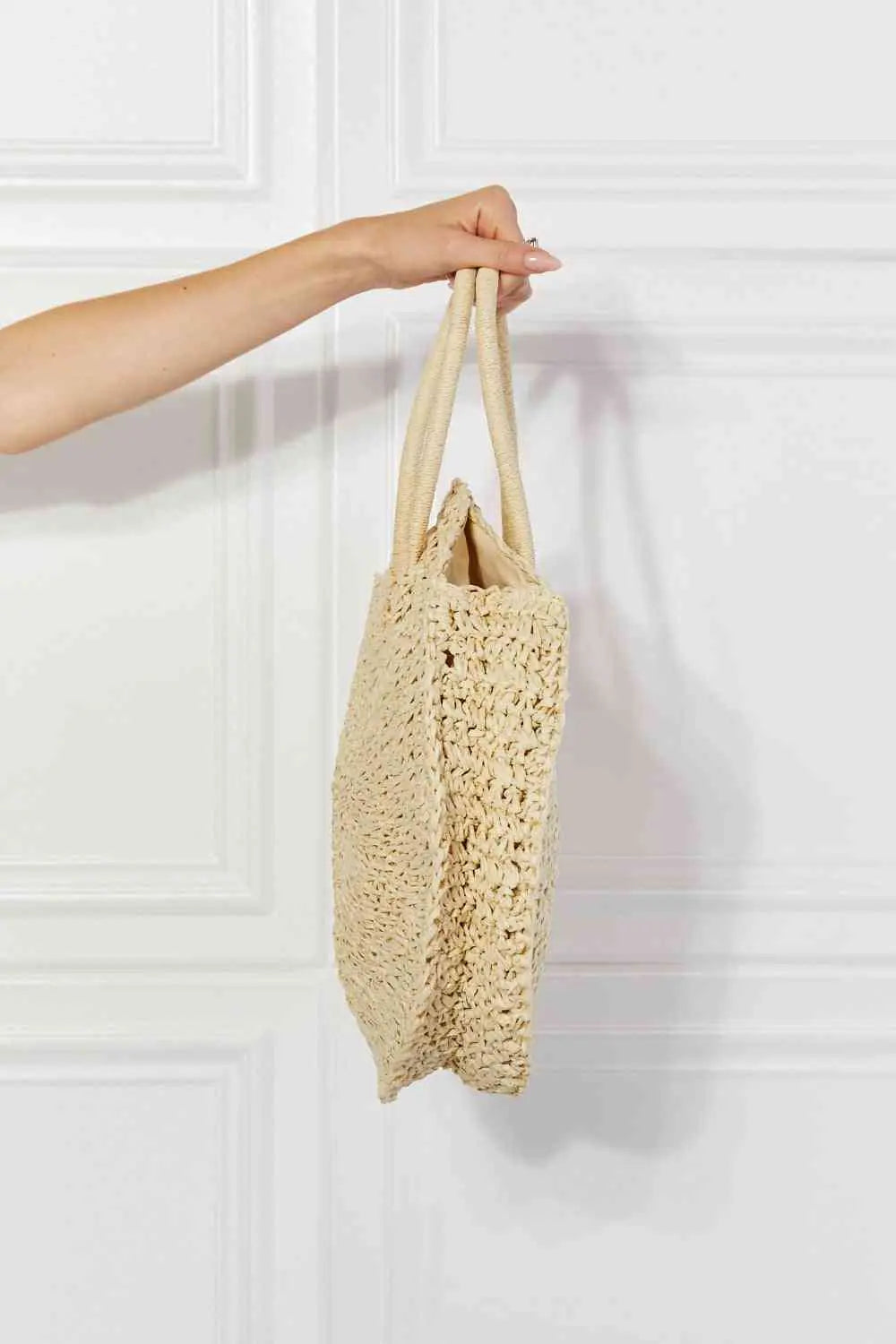  Beach Date Straw Rattan Handbag in Ivory Trendsi