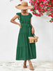 Tie Belt Ruffled Tiered Dress -BazaarBey - www.shopbazaarbey.com