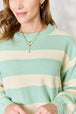 Sew In Love Full Size Contrast Striped Round Neck Sweater Bazaarbey