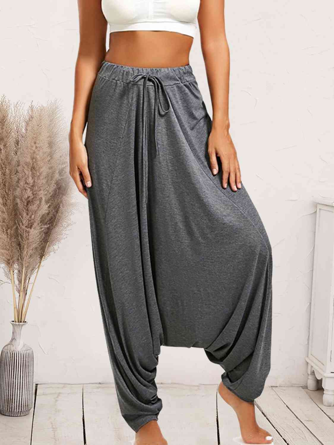 Tied Mid Waist Long Harem Pants Bazaarbey