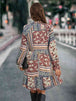 Printed Tie Front Flounce Sleeve Dress -BazaarBey - www.shopbazaarbey.com