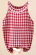 Plaid Round Neck Sleeveless Knit Top Trendsi
