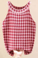Plaid Round Neck Sleeveless Knit Top Trendsi