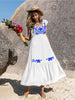 Embroidered Square Neck Ruffle Hem Dress -BazaarBey - www.shopbazaarbey.com