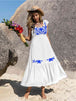 Embroidered Square Neck Ruffle Hem Dress -BazaarBey - www.shopbazaarbey.com