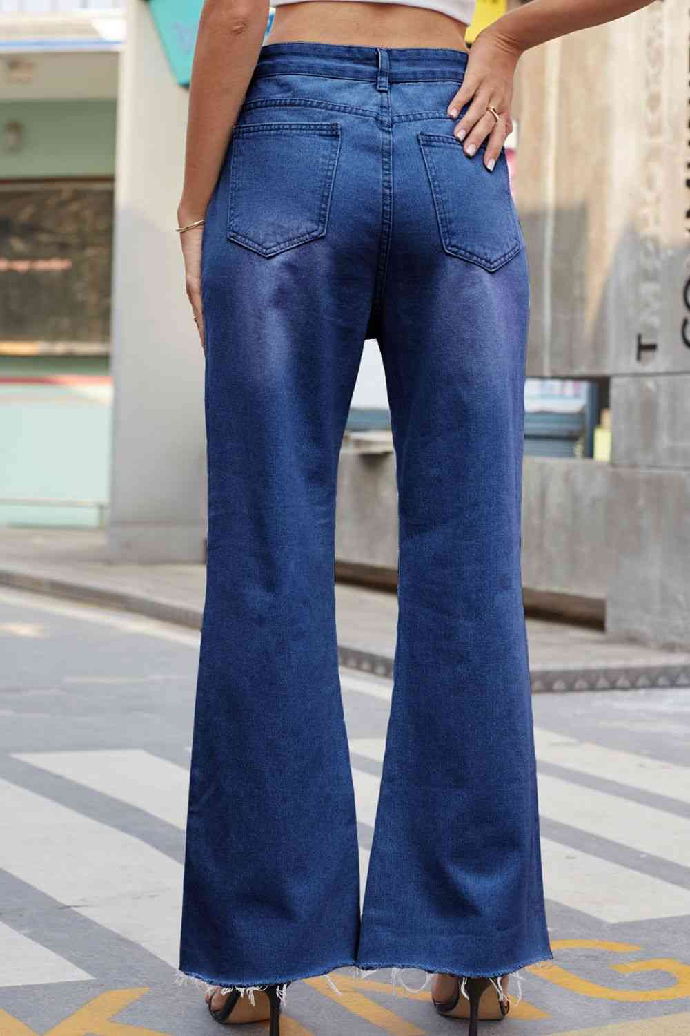 Distressed Buttoned Loose Fit Jeans Trendsi