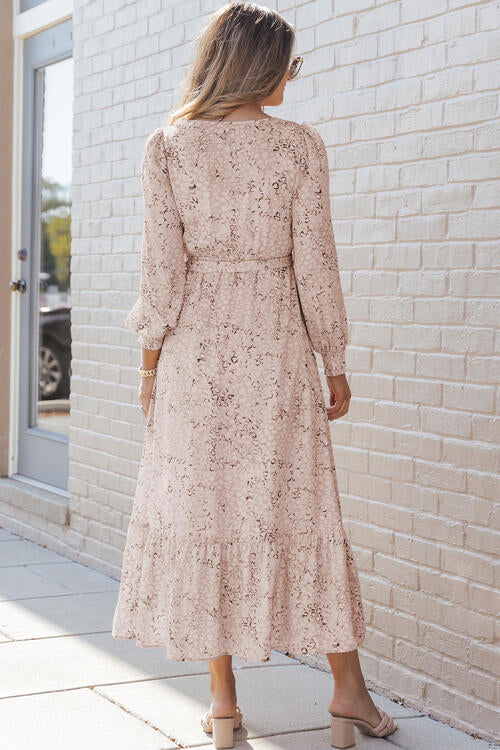 Printed Tie Front Ruffle Hem Dress Bazaarbey
