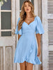 Smocked Tie Back Ruffle Hem Dress -BazaarBey - www.shopbazaarbey.com