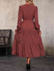 Printed Tiered V-Neck Buttoned Midi Dress -BazaarBey - www.shopbazaarbey.com
