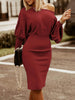 Round Neck Lantern Sleeve Dress -BazaarBey - www.shopbazaarbey.com