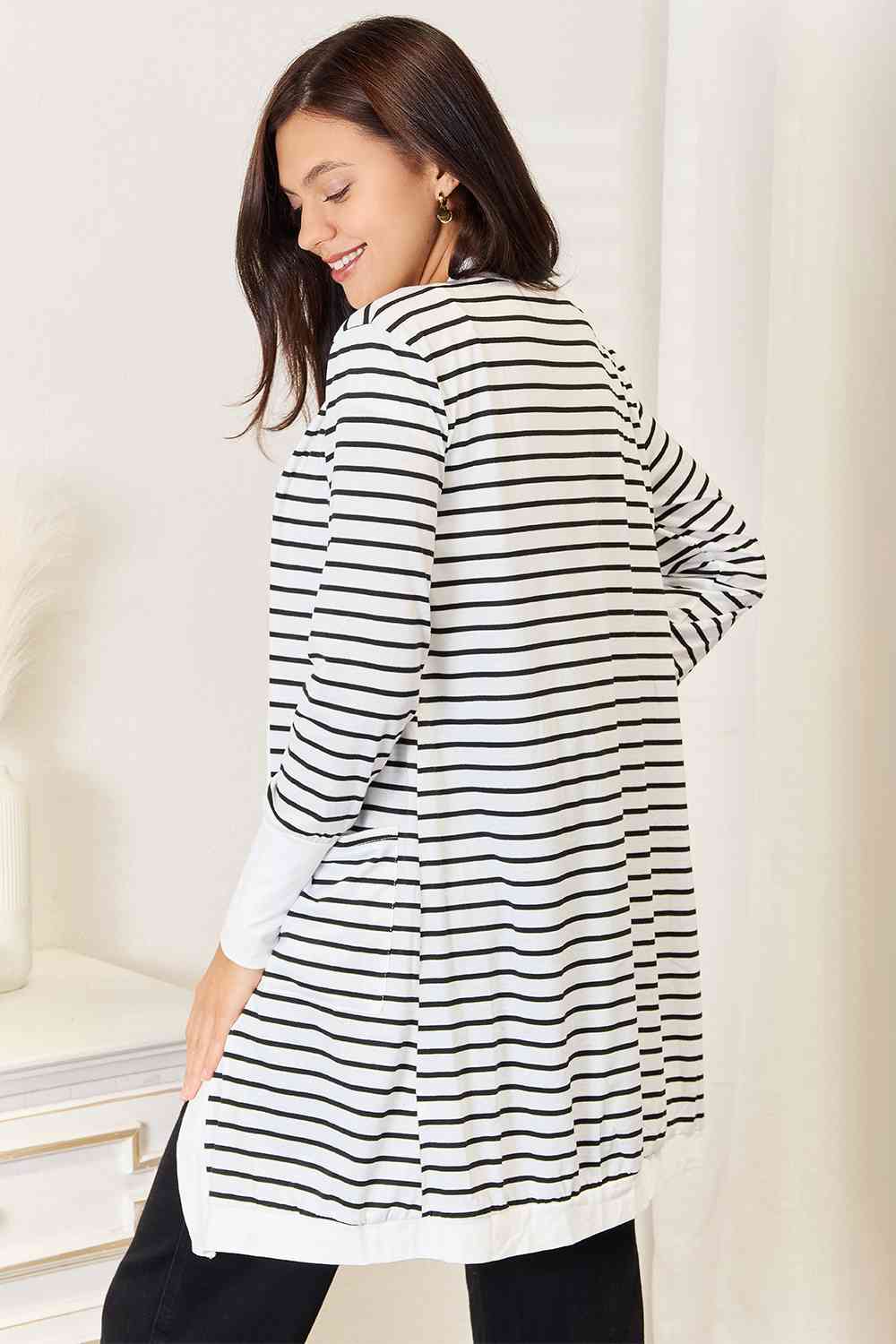 Striped   Cardigan Trendsi