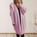 Cable-Knit Open Front Dropped Shoulder Cardigan Trendsi