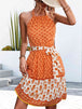 Floral Halter Neck Tie Waist Dress -BazaarBey - www.shopbazaarbey.com