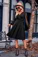 Surplice Neck Swiss Dot Long Sleeve Dress Bazaarbey