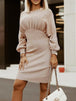 Round Neck Lantern Sleeve Dress -BazaarBey - www.shopbazaarbey.com