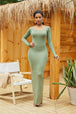 Round Neck Long Sleeve Maxi Wrap Dress -BazaarBey - www.shopbazaarbey.com
