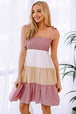 Color Block Tie Shoulder Tiered Dress -BazaarBey - www.shopbazaarbey.com