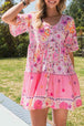 Floral  Buttoned Mini Dress -BazaarBey - www.shopbazaarbey.com