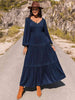 Long Sleeve Lace Trim Maxi Dress -BazaarBey - www.shopbazaarbey.com
